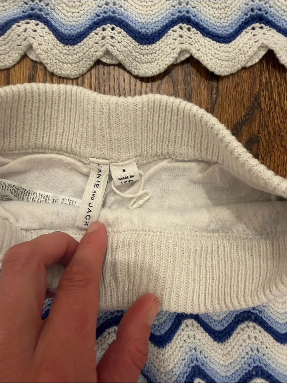 Janie and Jack White and Blue Crochet Wave Kids Matching Set